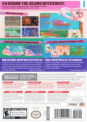 Kirby's Epic Yarn box cover back